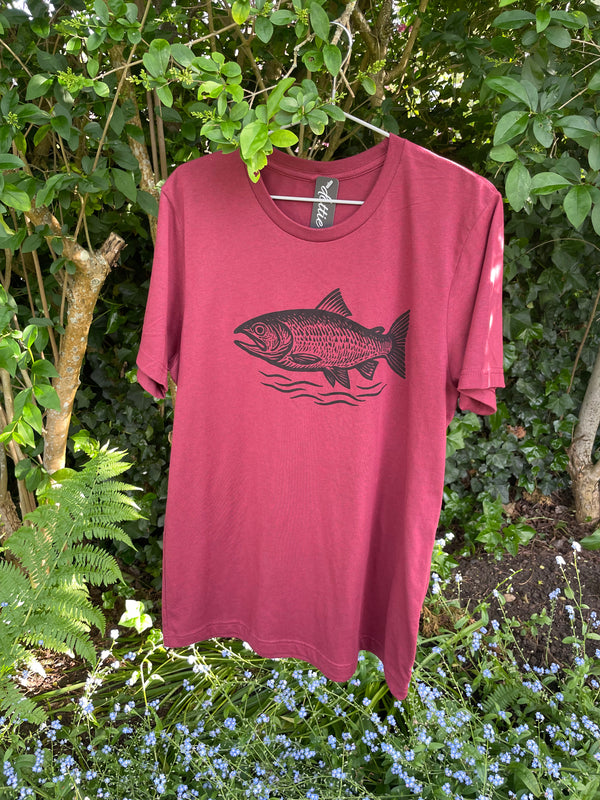 Salmon Unisex T-Shirt in Heather Dark Red
