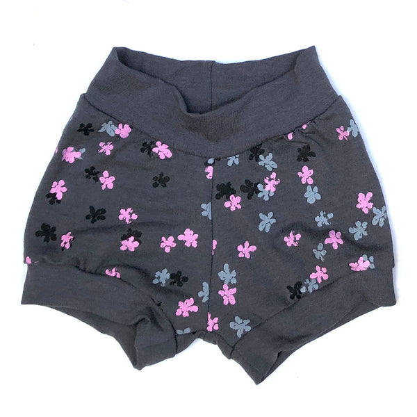 Bamboo Shorts - Pink/Grey Strawberry Flowers